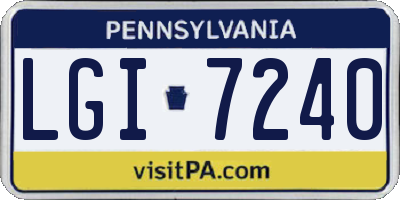 PA license plate LGI7240
