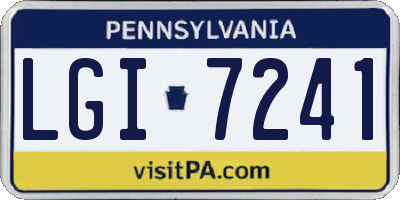 PA license plate LGI7241