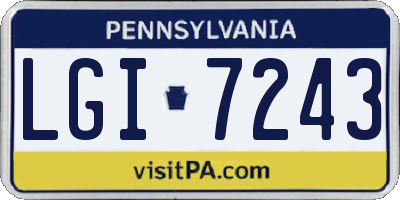 PA license plate LGI7243