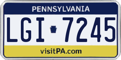 PA license plate LGI7245