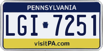 PA license plate LGI7251
