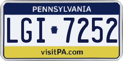 PA license plate LGI7252