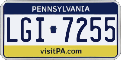 PA license plate LGI7255