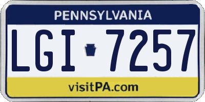 PA license plate LGI7257