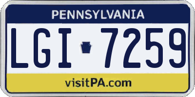 PA license plate LGI7259