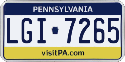 PA license plate LGI7265
