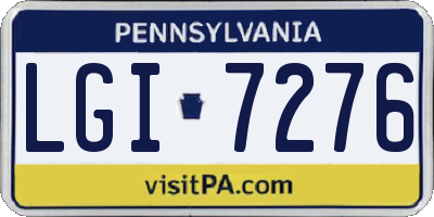 PA license plate LGI7276