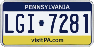 PA license plate LGI7281