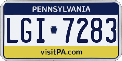 PA license plate LGI7283