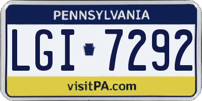 PA license plate LGI7292