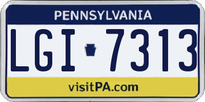 PA license plate LGI7313