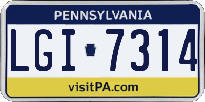 PA license plate LGI7314