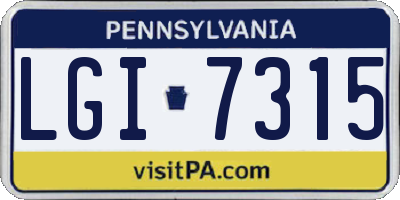 PA license plate LGI7315
