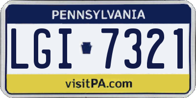 PA license plate LGI7321