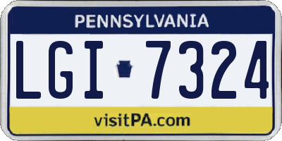 PA license plate LGI7324