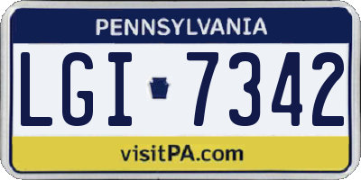 PA license plate LGI7342