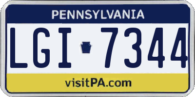 PA license plate LGI7344