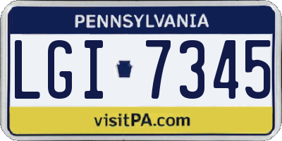 PA license plate LGI7345