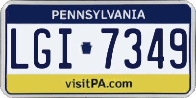 PA license plate LGI7349