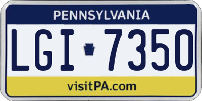 PA license plate LGI7350
