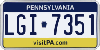PA license plate LGI7351