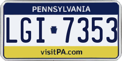 PA license plate LGI7353