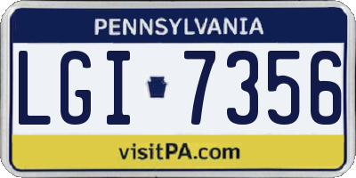 PA license plate LGI7356