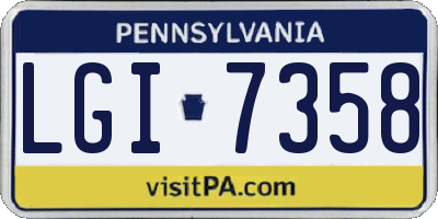 PA license plate LGI7358