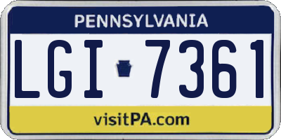 PA license plate LGI7361
