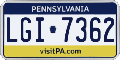 PA license plate LGI7362