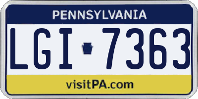 PA license plate LGI7363