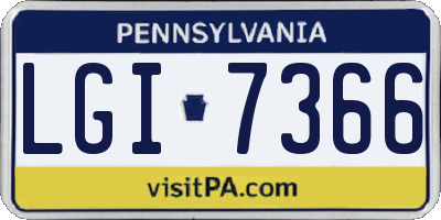 PA license plate LGI7366