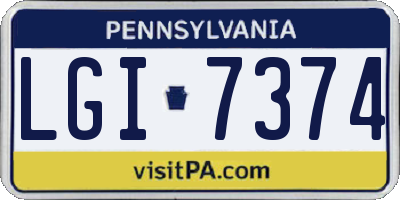PA license plate LGI7374