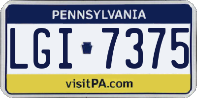 PA license plate LGI7375