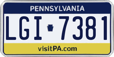 PA license plate LGI7381