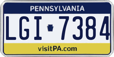 PA license plate LGI7384