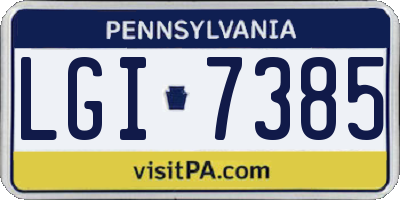 PA license plate LGI7385