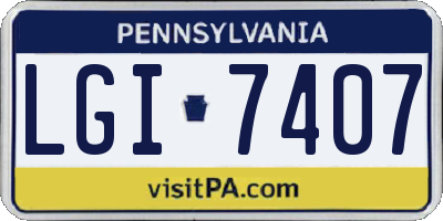PA license plate LGI7407