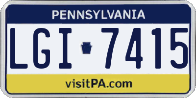 PA license plate LGI7415
