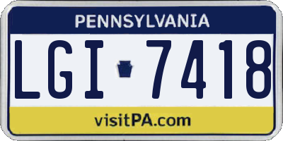 PA license plate LGI7418