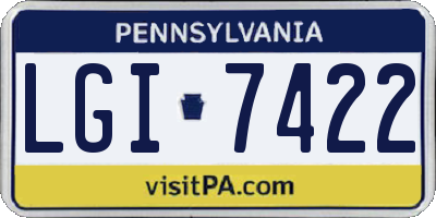 PA license plate LGI7422