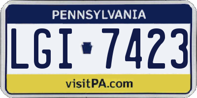 PA license plate LGI7423