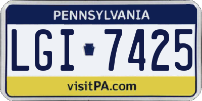 PA license plate LGI7425