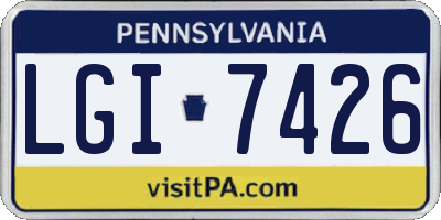 PA license plate LGI7426