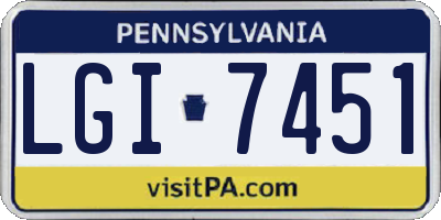PA license plate LGI7451