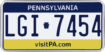 PA license plate LGI7454