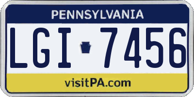 PA license plate LGI7456