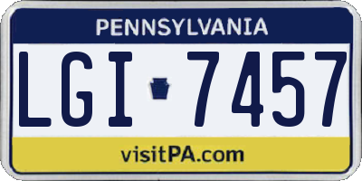 PA license plate LGI7457
