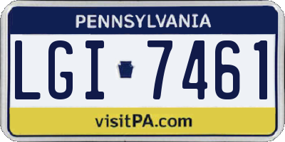 PA license plate LGI7461