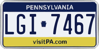 PA license plate LGI7467